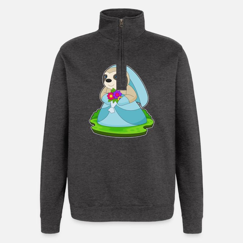 Faultier Braut Blumenstrauß Hochzeit - Quarter-Zip-Sweatshirt - Anthrazit