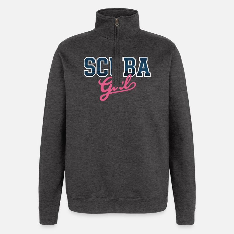 Conception de fille de plongée - Sweat à zip 1/4 - charbon