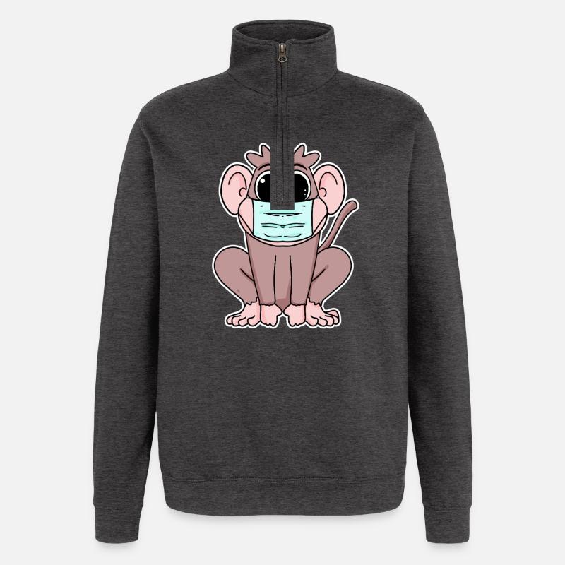 Affe mit Maske - Quarter-Zip-Sweatshirt - Anthrazit