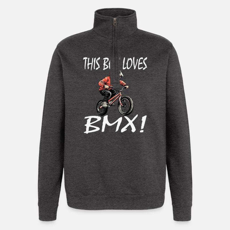 Junge BMX-Fahrer mit Helm - Quarter-Zip-Sweatshirt - Anthrazit