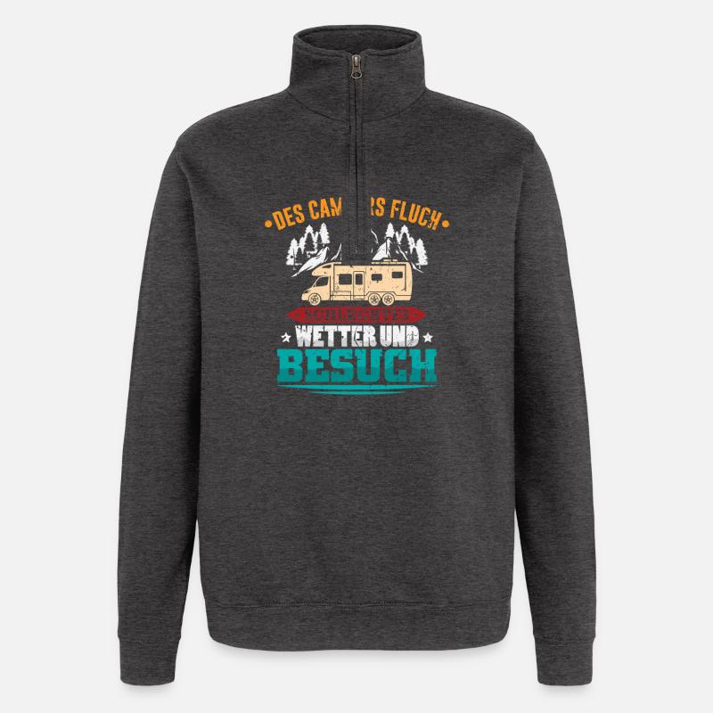 Camper Camping Caravane Dicton - Sweat à zip 1/4 - charbon