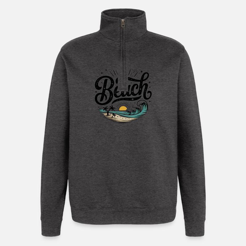 Plage - Logo Cool Surfer - Sweat à zip 1/4 - charbon