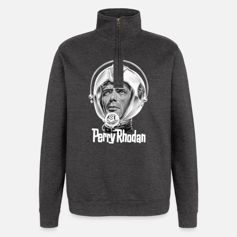PERRY RHODAN Kopf - Quarter-Zip-Sweatshirt - Anthrazit