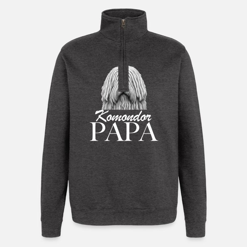 Papa Komondor - Sweat à zip 1/4 - charbon