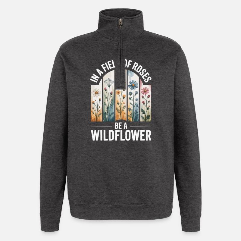 Wildblumen im Feld - Quarter-Zip-Sweatshirt - Anthrazit