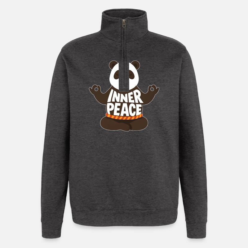 Meditating Panda - Inner Peace - Quarter-Zip Sweatshirt - charcoal grey