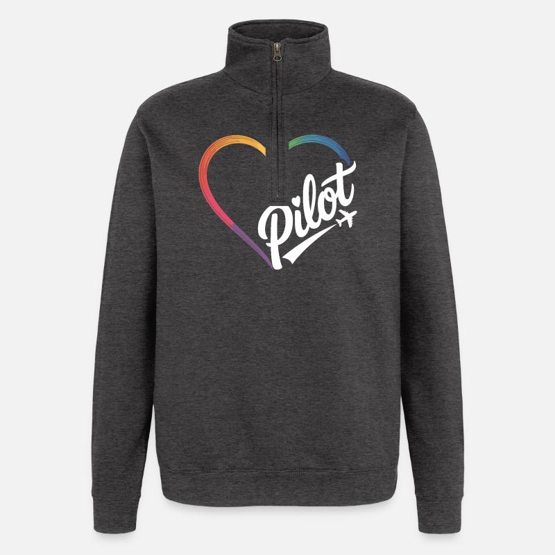 Pilot Herz - Quarter-Zip-Sweatshirt - Anthrazit