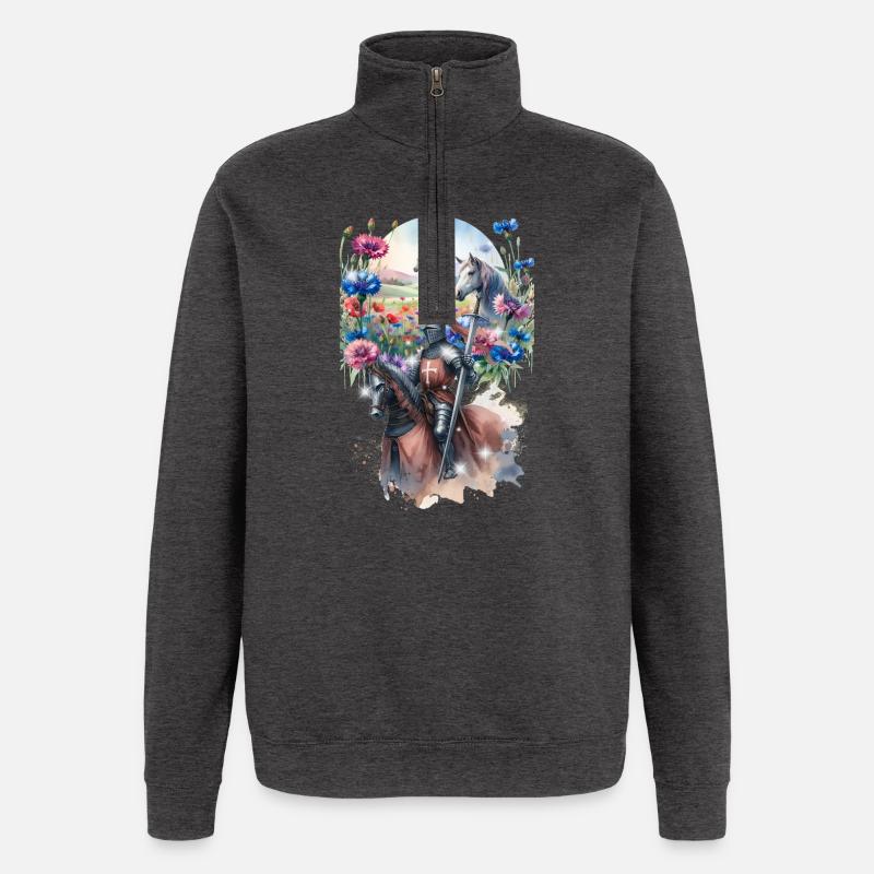 Ritter Märchen Pferd Kinder Mittelalter - Quarter-Zip-Sweatshirt - Anthrazit