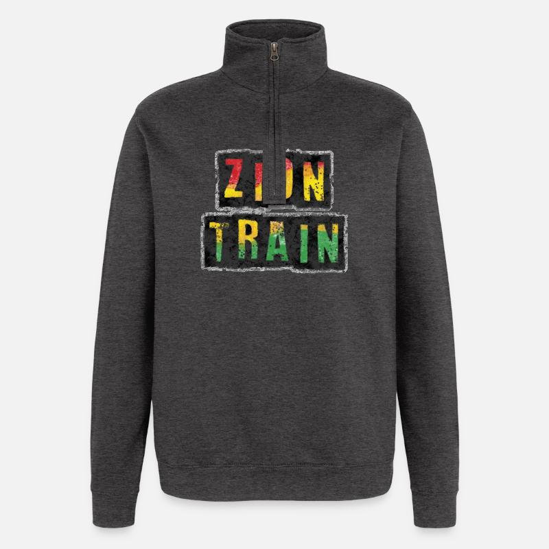 Vibrant ZION TRAIN Reggae Design - Quarter-Zip Sweatshirt - charcoal grey
