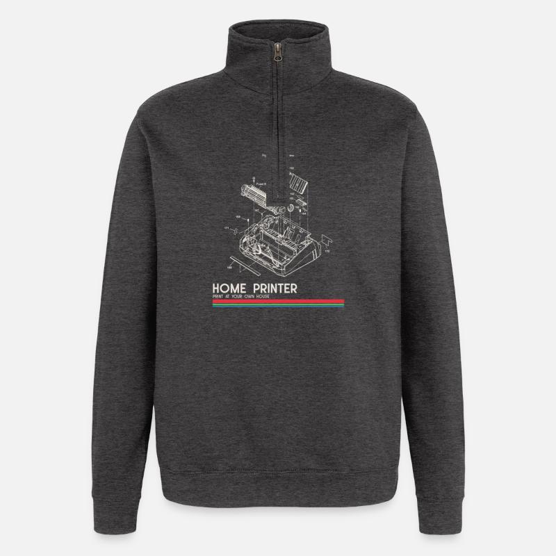 Heimdruck Blaupause Eigenbau Drucker - Quarter-Zip-Sweatshirt - Anthrazit