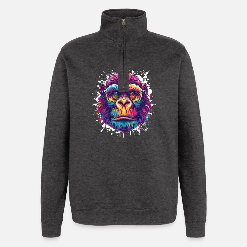 Gorilla Farbklecks Tier - Quarter-Zip-Sweatshirt - Anthrazit