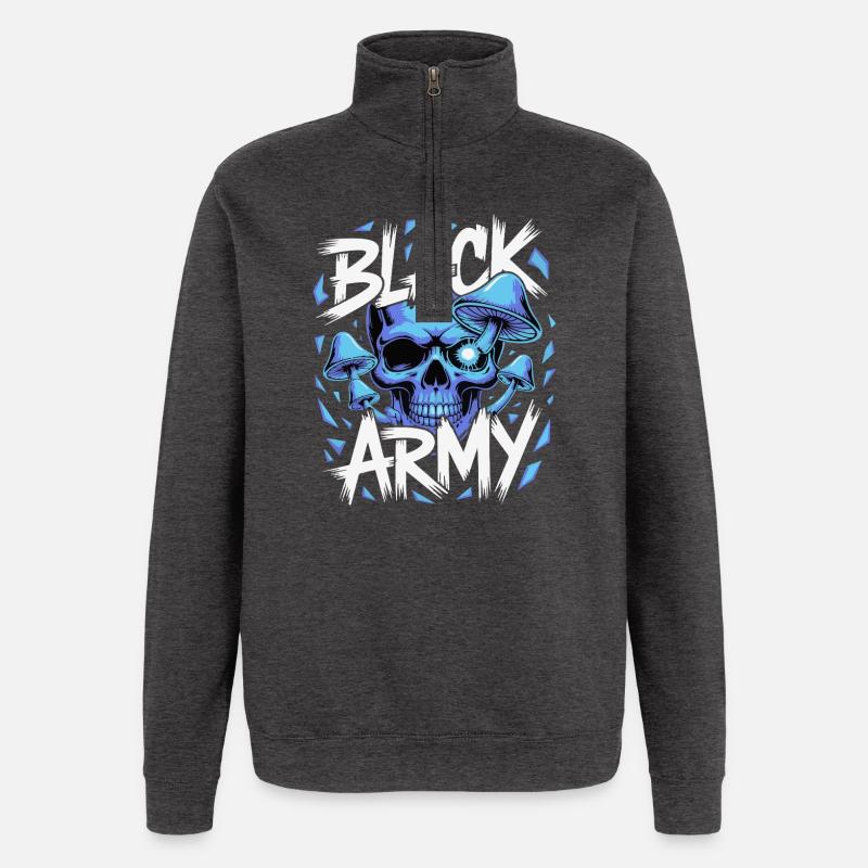 Blauer Schädel Armee Pilze - Quarter-Zip-Sweatshirt - Anthrazit