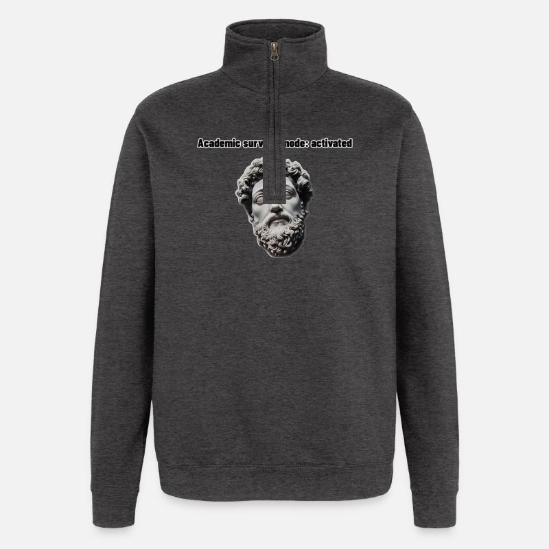 Academic survival mode: activated - Quarter-Zip Sweatshirt - charcoal grey