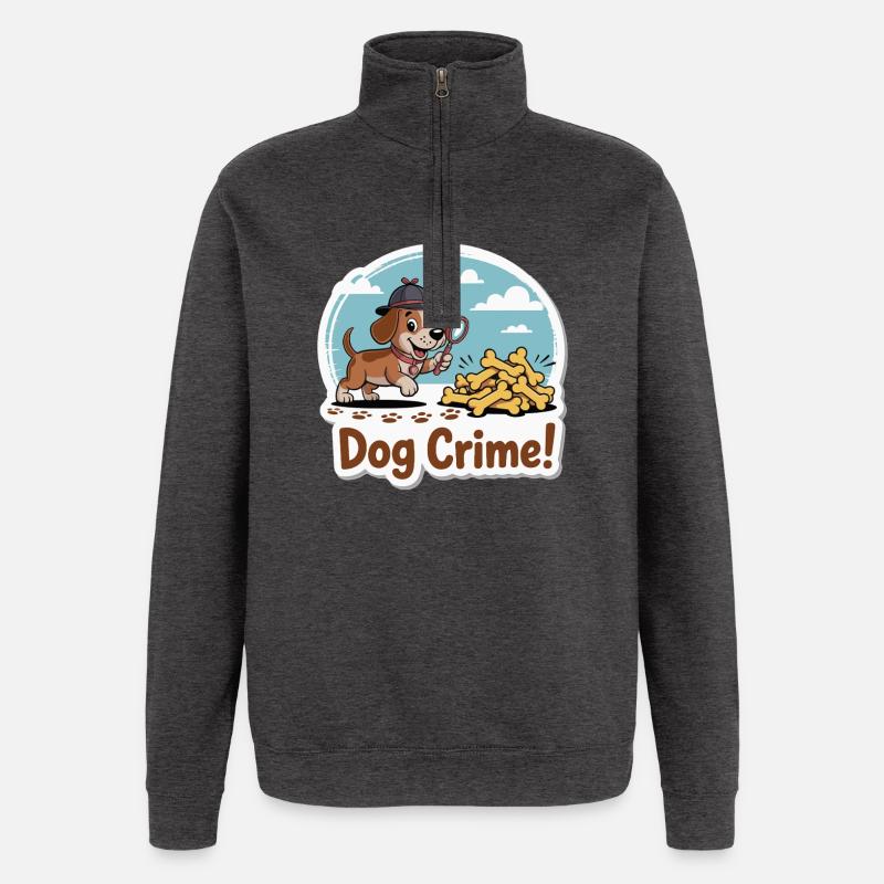 Chien Détective et Os - Sweat à zip 1/4 - charbon