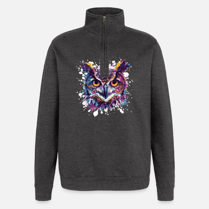 Eulenkopf Splatter - Quarter-Zip-Sweatshirt - Anthrazit