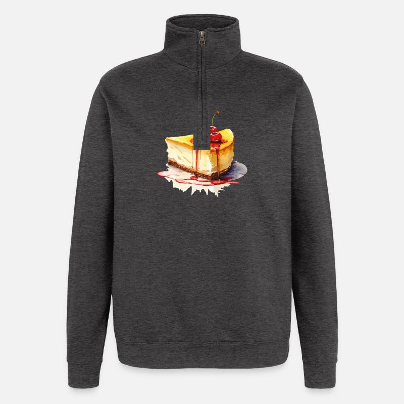 Gâteau au fromage Aquarelle - Sweat à zip 1/4 - charbon