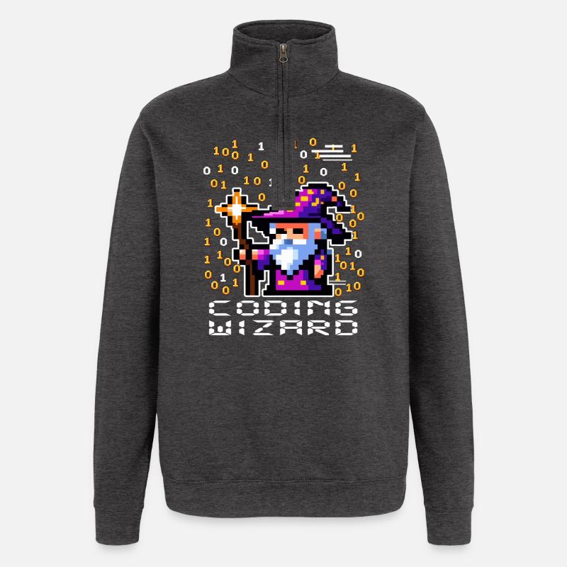 Sorcier Pixel Code - Sweat à zip 1/4 - charbon