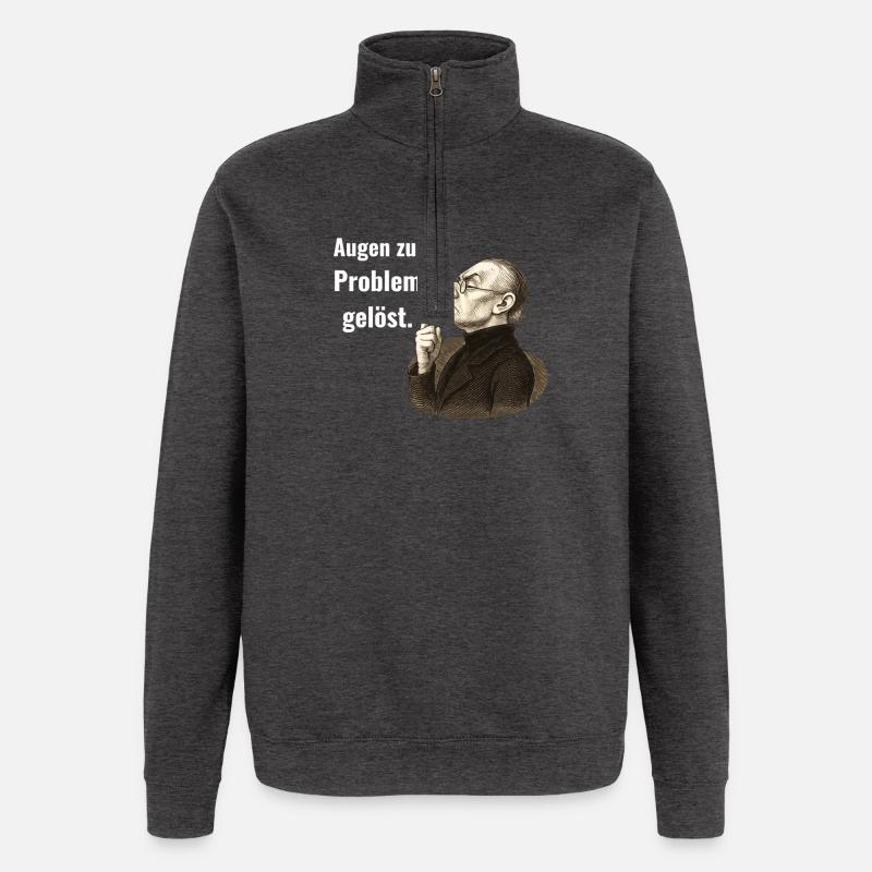 Close your eyes – problem solved. - Quarter-Zip Sweatshirt - charcoal grey