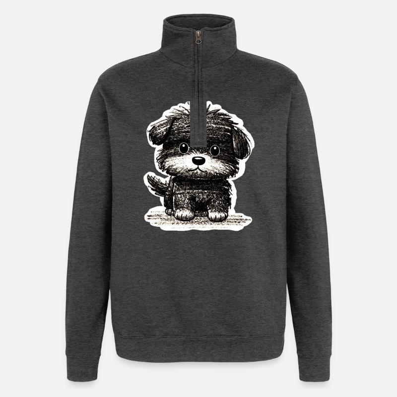 Wuscheliges Hündchen (Grau) - Quarter-Zip-Sweatshirt - Anthrazit