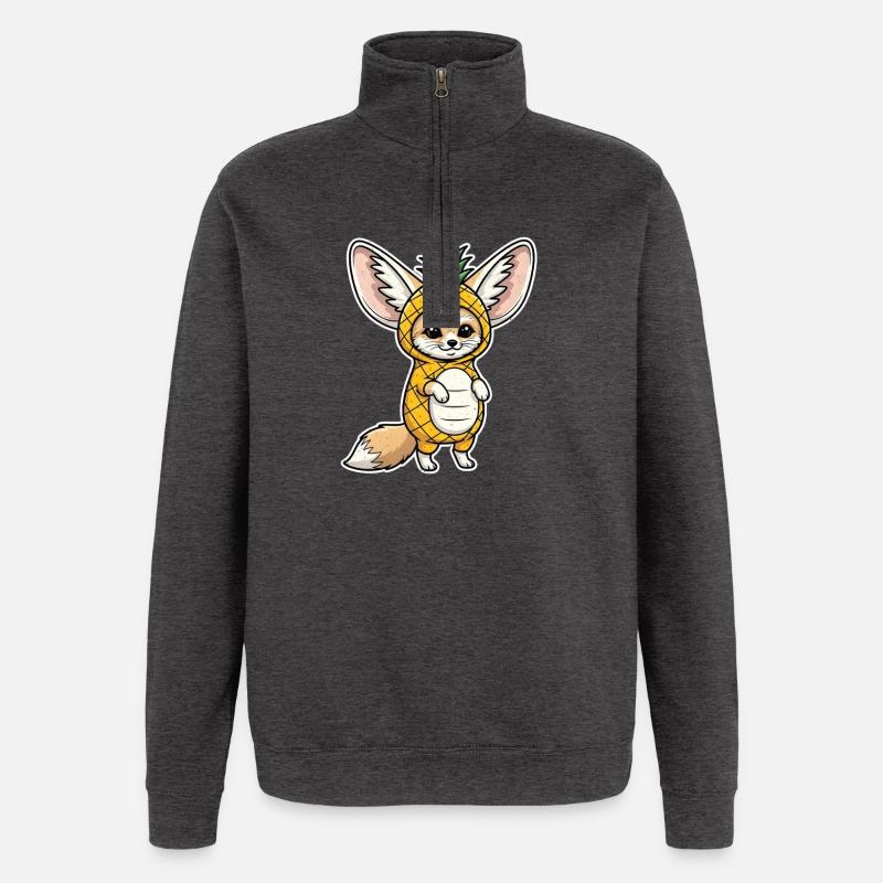 Fennek mit Ananas Comic Shirt Geschenk - Quarter-Zip-Sweatshirt - Anthrazit