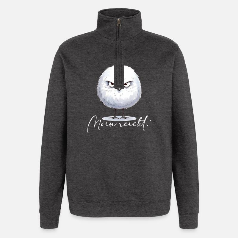 Moin enough - grim round seagull - Quarter-Zip Sweatshirt - charcoal grey