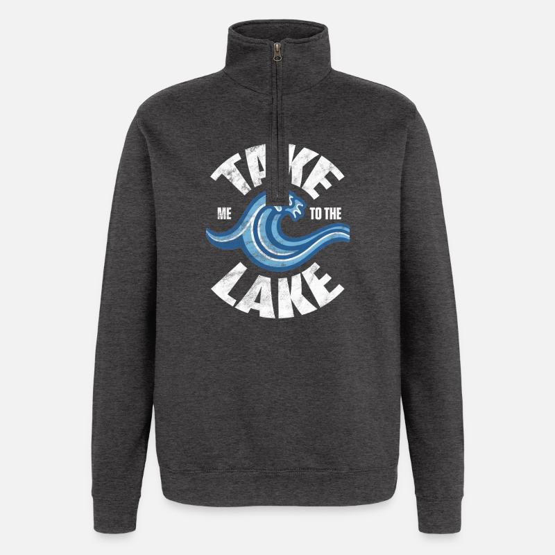 Emmenez-moi au Lake Retro Wave - Sweat à zip 1/4 - charbon