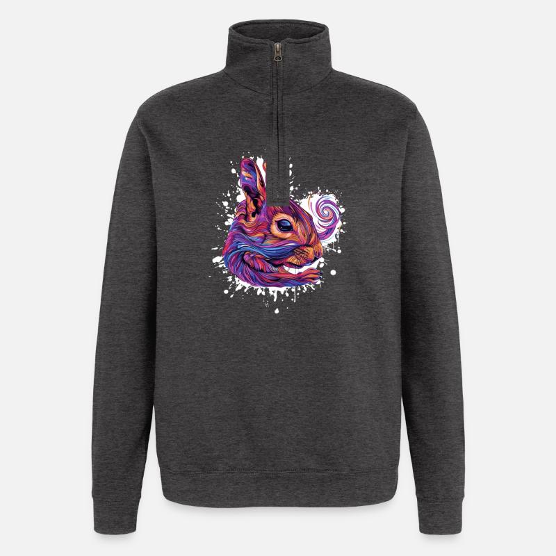 Psychedelic Squirrel Head - Quarter-Zip Sweatshirt - charcoal grey