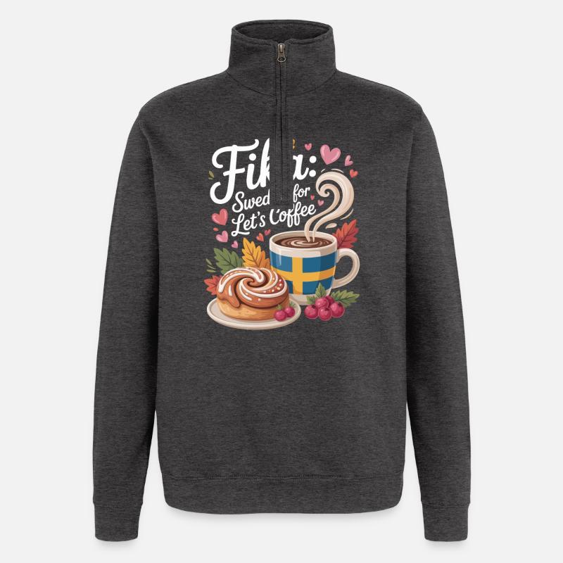 Fika - Sweat à zip 1/4 - charbon