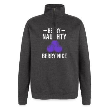 Blueberry Lustige Obst  Frucht Blaubeere Vintage B - Quarter-Zip-Sweatshirt - Anthrazit - Vorne - AI Model Female 172 light (172cm) & AI Model Male 178 dark (178cm)