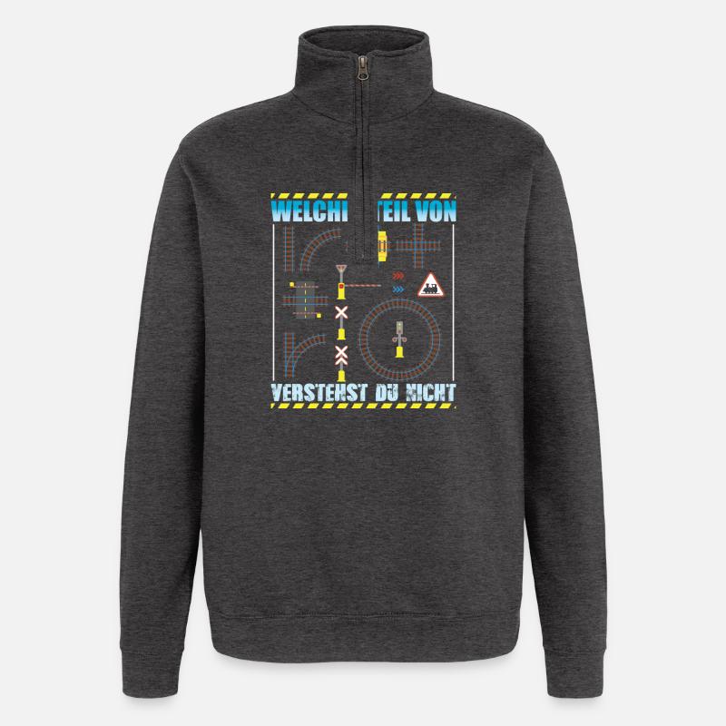 Modellbahn Modelleisenbahn Eisenbahn - Quarter-Zip-Sweatshirt - Anthrazit