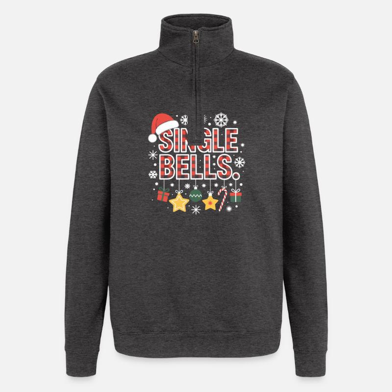 Single Bells Ugly Christmas - Quarter-Zip Sweatshirt - charcoal grey
