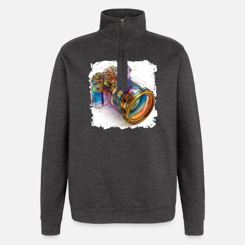 Digital camera as CAD design blueprint - Quarter-Zip Sweatshirt - charcoal grey