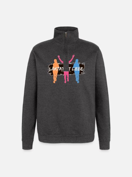 Lactate, c’est l’amour – Édition Runner - Sweat à zip 1/4 - charbon