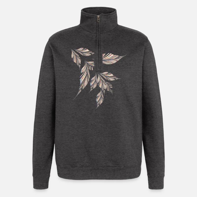 Delicately shimmering, feather-light leaf pattern - Quarter-Zip Sweatshirt - charcoal grey