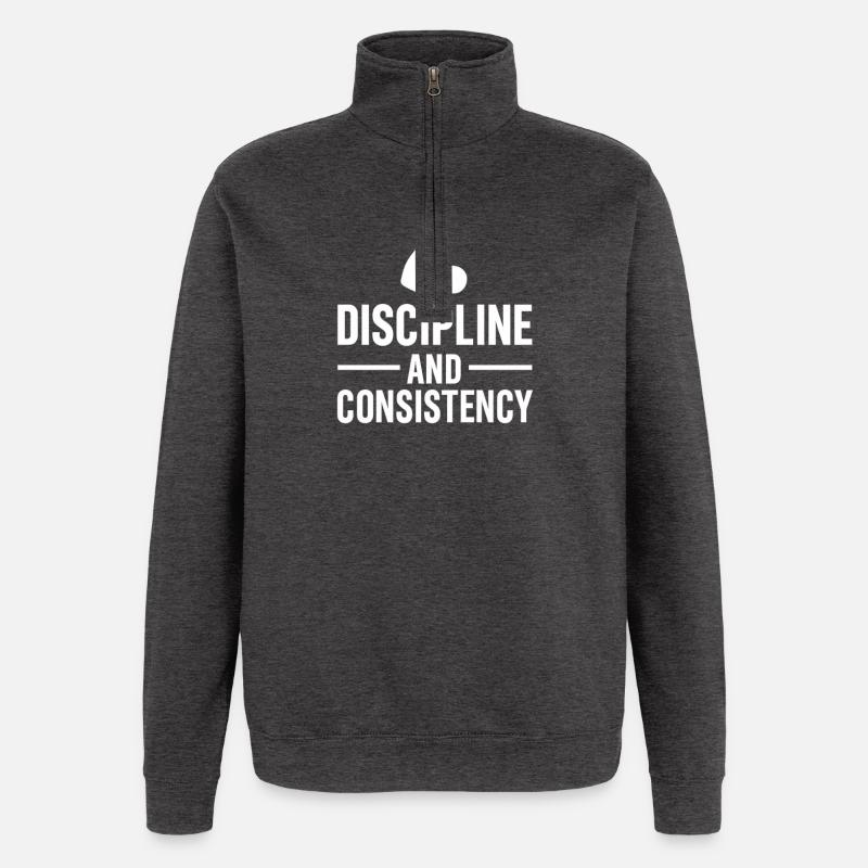 Discipline et constance Gym Devise - Sweat à zip 1/4 - charbon