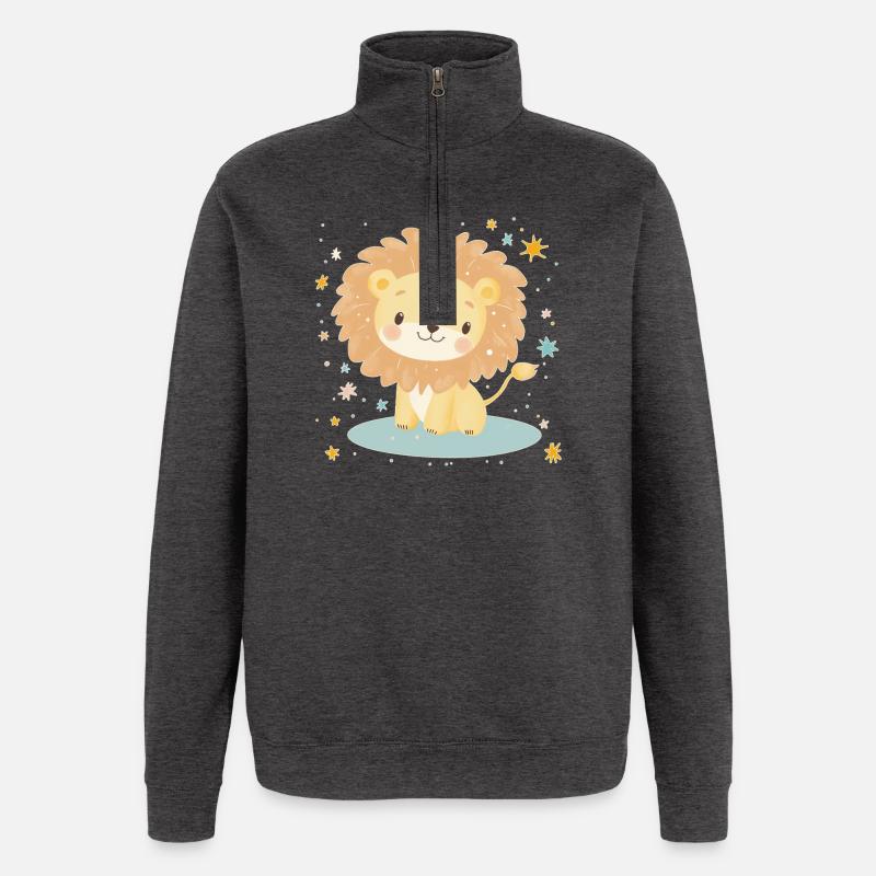 Süßer Löwe mit Sternenhimmel - Quarter-Zip-Sweatshirt - Anthrazit