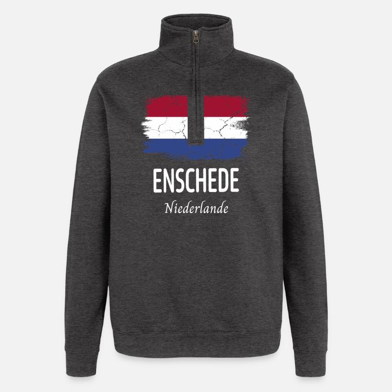 Enschede - Sweat à zip 1/4 - charbon