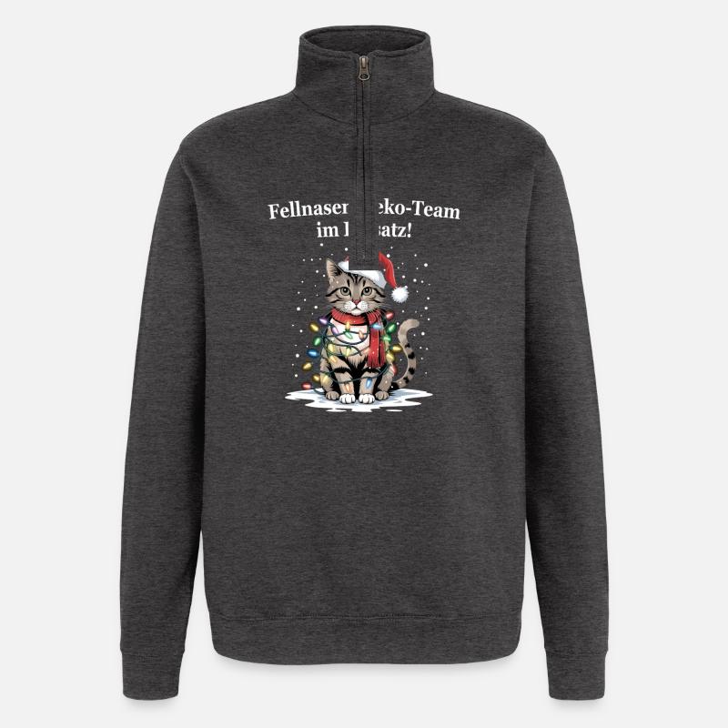 Fellnasen-Deko-Team im Einsatz! - Quarter-Zip-Sweatshirt - Anthrazit