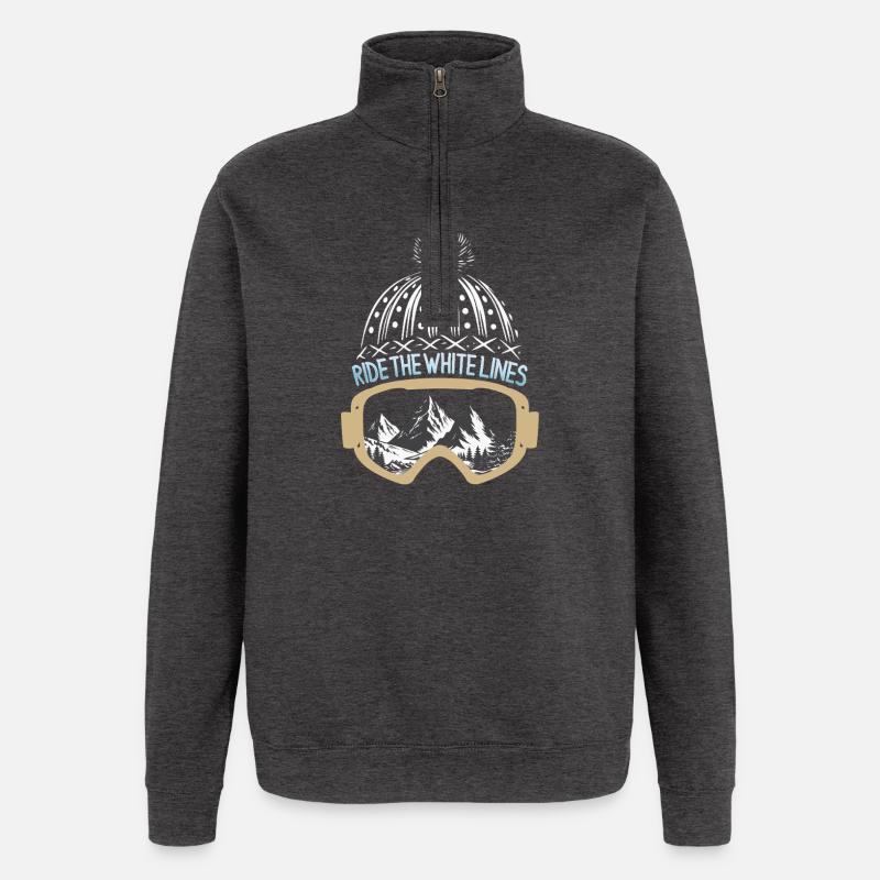 Roulez sur les lignes blanches - Sweat à zip 1/4 - charbon