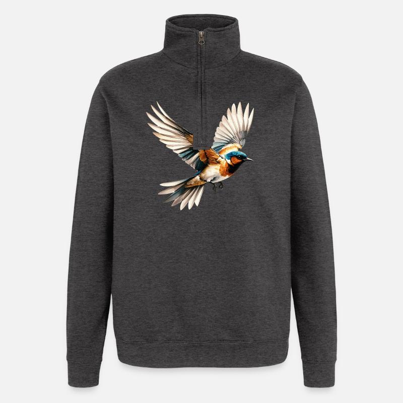 Lebendige Pop-Art mit fliegendem Vogel - Quarter-Zip-Sweatshirt - Anthrazit
