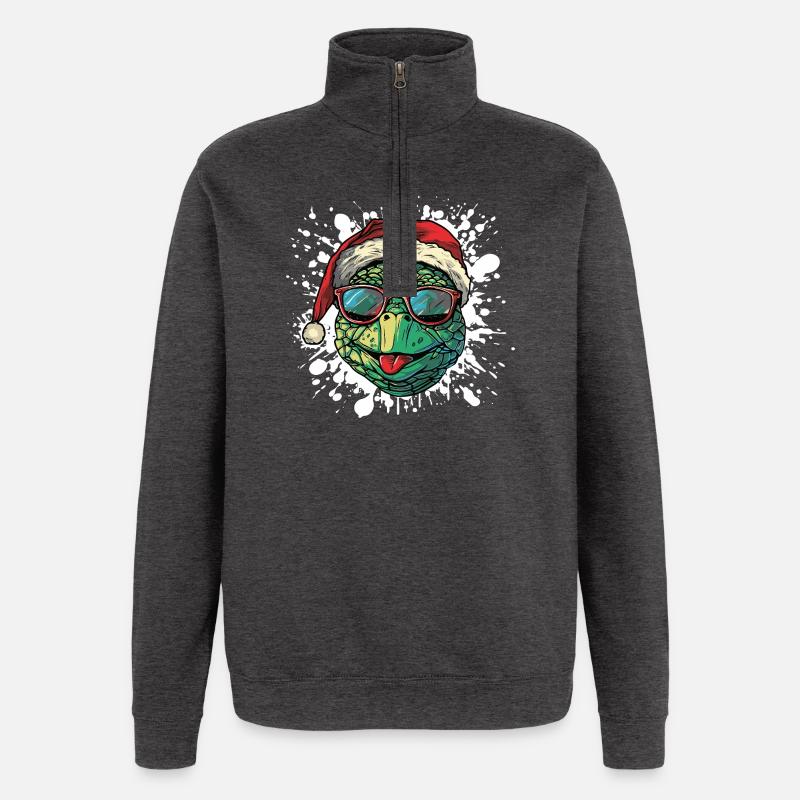 Turtle Christmas Funny - Quarter-Zip Sweatshirt - charcoal grey