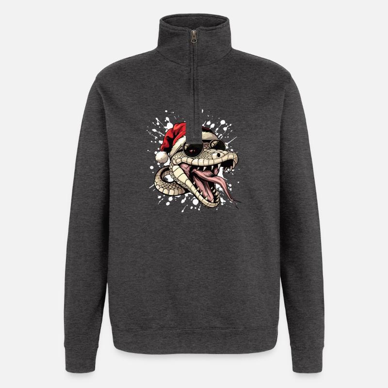Serpent Cobra Noël Drôle - Sweat à zip 1/4 - charbon