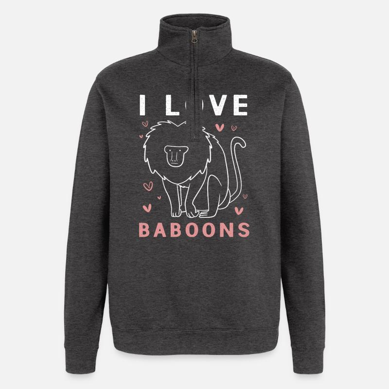 Pavian Primat Affe Affen Baboon - Quarter-Zip-Sweatshirt - Anthrazit
