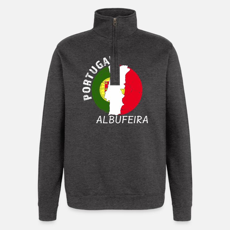 Albufeira - Sweat à zip 1/4 - charbon
