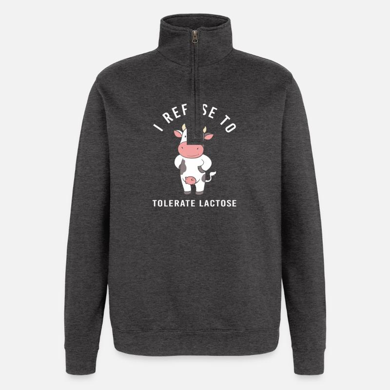 Milk Allergy Lactose Intolerance Flatulence - Quarter-Zip Sweatshirt - charcoal grey