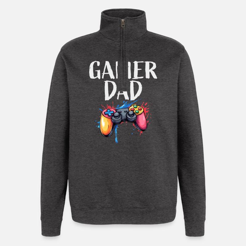 Gamer Papa Controller Splash - Quarter-Zip-Sweatshirt - Anthrazit