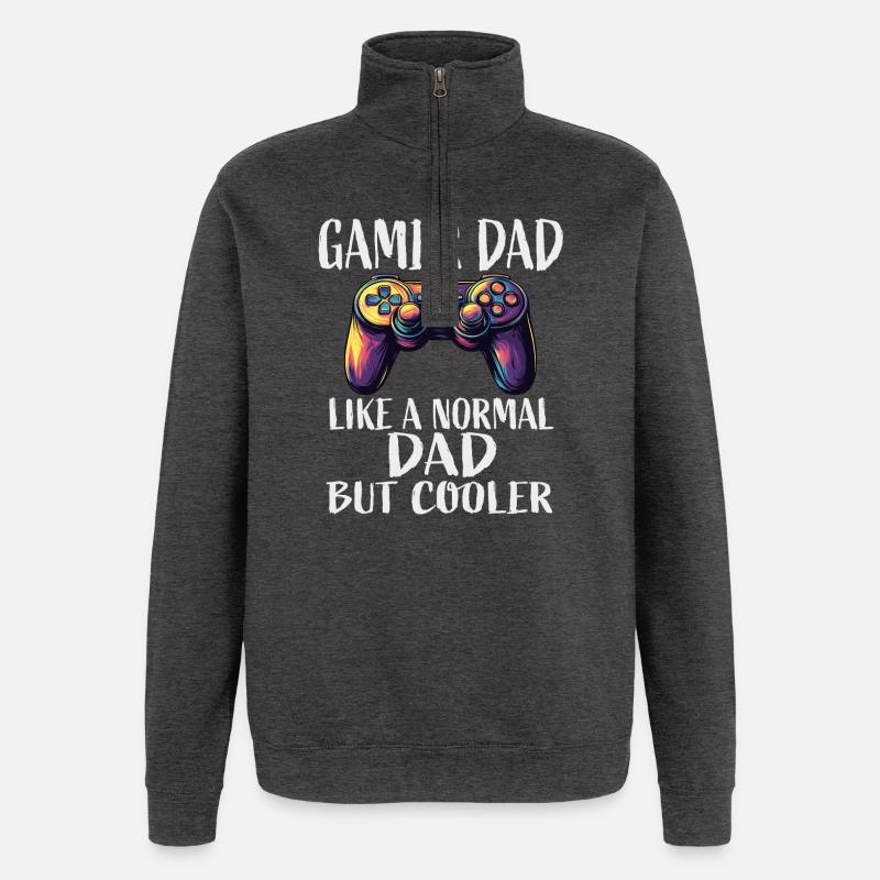 Gamer Dad Cooler Controller Saying - Quarter-Zip Sweatshirt - charcoal grey