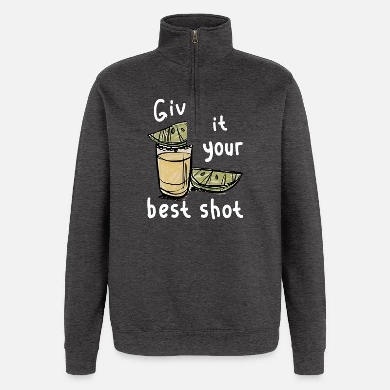 Tequila-Schuss  - Quarter-Zip-Sweatshirt - Anthrazit