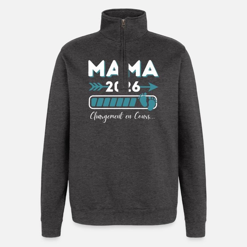 Mama 2026 Loading Modern Style - Quarter-Zip Sweatshirt - charcoal grey