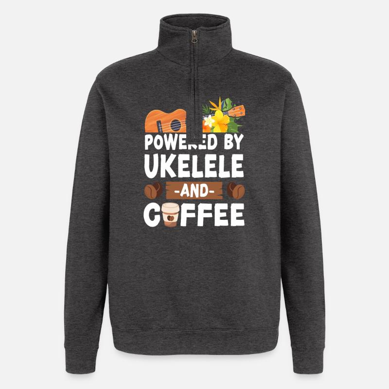 Hawaiian Ukulele Uke Coffee - Quarter-Zip-Sweatshirt - Anthrazit